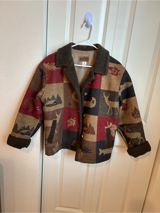 Pendleton Jackets & Blazers - Vintage Pendleton Originals Wool Blanket Coat Fleece Trim Cabin Core Patchwork